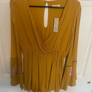 Mustard yellow long sleeve romper
